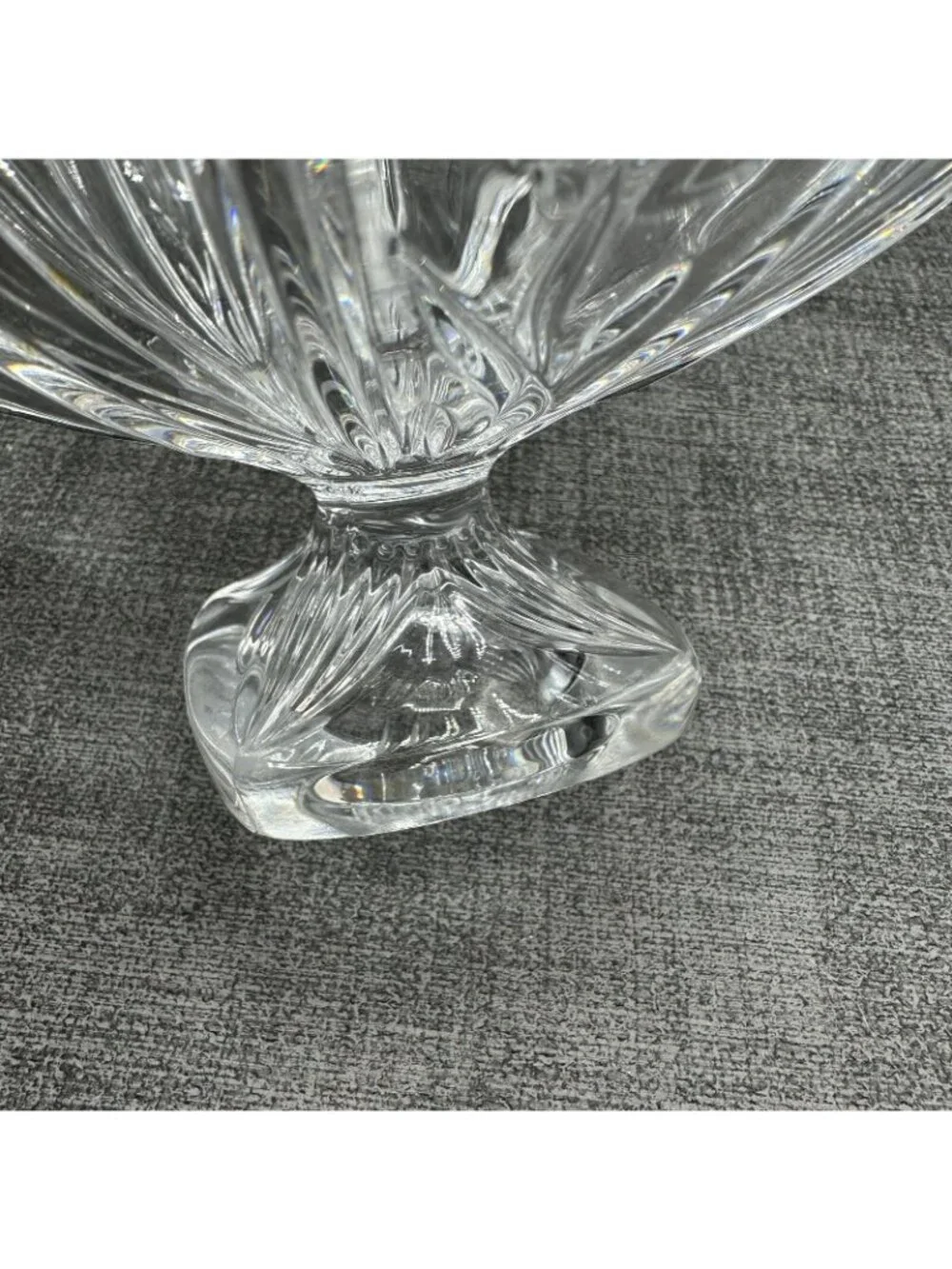 Vintage Crystal Footed Bowl Pedestal Candy Dish Starburst Fan 6.25